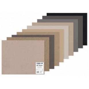 Pochette 10 feuilles Mi-teintes® 50x65 160g/m², coloris assortis nuances de gris (10)