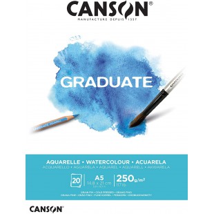 CANSON Bloc 20 feuilles GRADUATE Aquarelle - colle petit cote - A5 250g/m²