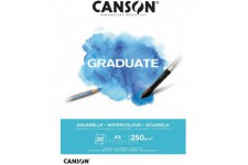 CANSON Bloc 20 feuilles GRADUATE Aquarelle - colle petit cote - A5 250g/m²
