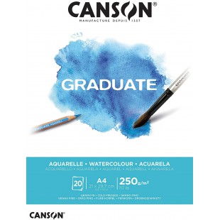 CANSON Bloc 20 feuilles GRADUATE Aquarelle - colle petit cote - A4 250g/m²