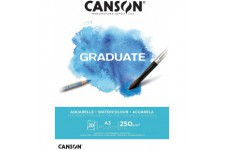 CANSON Bloc 20 feuilles GRADUATE Aquarelle - colle petit cote - A3 250g/m²