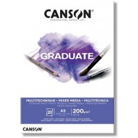 CANSON Bloc 20 feuilles GRADUATE Mixed Media - colle petit cote - Papier blanc A5 200g/m²