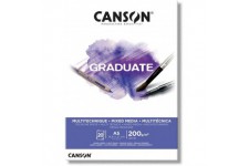CANSON Bloc 20 feuilles GRADUATE Mixed Media - colle petit cote - Papier blanc A5 200g/m²