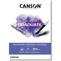 CANSON Bloc 20 feuilles GRADUATE Mixed Media - colle petit cote - Papier blanc A4 200g/m²