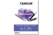 CANSON Bloc 20 feuilles GRADUATE Mixed Media - colle petit cote - Papier blanc A4 200g/m²