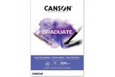 CANSON Bloc 20 feuilles GRADUATE Mixed Media - colle petit cote - Papier blanc A3 200g/m²