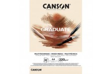 CANSON Bloc 30 feuilles GRADUATE Mixed Media - colle petit cote - Papier naturel A4 220g/m²