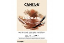 CANSON Bloc 30 feuilles GRADUATE Mixed Media - colle petit cote - Papier naturel A3 220g/m²