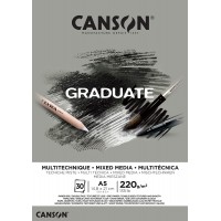 CANSON Bloc 30 feuilles GRADUATE Mixed Media - colle petit cote - Papier gris A5 220g/m²