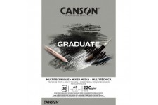 CANSON Bloc 30 feuilles GRADUATE Mixed Media - colle petit cote - Papier gris A5 220g/m²