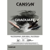 CANSON Bloc 30 feuilles GRADUATE Mixed Media - colle petit cote - Papier gris A4 220g/m²