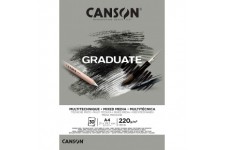 CANSON Bloc 30 feuilles GRADUATE Mixed Media - colle petit cote - Papier gris A4 220g/m²