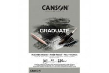 CANSON Bloc 30 feuilles GRADUATE Mixed Media - colle petit cote - Papier gris A3 220g/m²