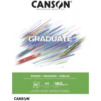 CANSON Bloc 30 feuilles GRADUATE Dessin - colle petit cote - Blanc A5 160g/m²