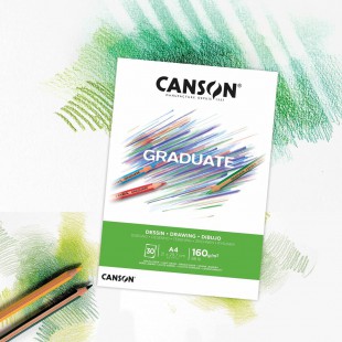 CANSON Bloc 30 feuilles GRADUATE Dessin - colle petit cote - Blanc A4 160g/m²