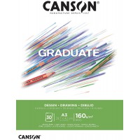 CANSON Bloc 30 feuilles GRADUATE Dessin - colle petit cote - Blanc A3 160g/m²