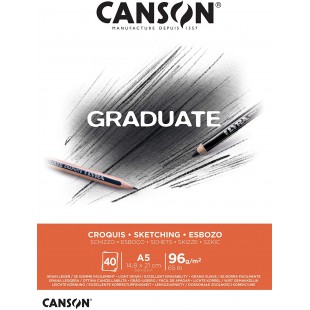 CANSON Bloc 40 feuilles GRADUATE Croquis - colle petit cote - A5 96g/m²