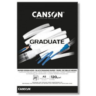 Bloc 20 feuilles ® Graduate Papier dessin noir A5 120g/m², lisse noir