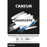 CANSON Bloc 20 feuilles GRADUATE Papier dessin noir - colle petit cote - A4 120g/m²