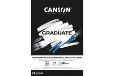 CANSON Bloc 20 feuilles GRADUATE Papier dessin noir - colle petit cote - A4 120g/m²