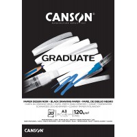 CANSON Bloc 20 feuilles GRADUATE Papier dessin noir - colle petit cote - A3 120g/m²