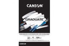 CANSON Bloc 20 feuilles GRADUATE Papier dessin noir - colle petit cote - A3 120g/m²