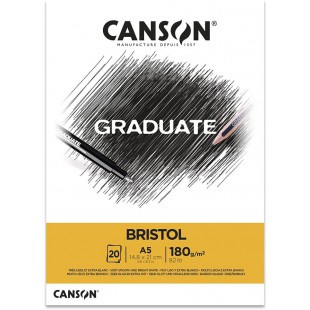 CANSON Bloc 20 feuilles GRADUATE Bristol - colle petit cote - A5 180g/m²