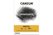 CANSON Bloc 20 feuilles GRADUATE Bristol - colle petit cote - A5 180g/m²