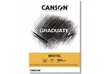 CANSON Bloc 20 feuilles GRADUATE Bristol - colle petit cote - A4 180g/m²