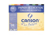 CANSON Pochette papier creation couleur 24x32cm 12 feuilles 150g/m² - couleurs assorties