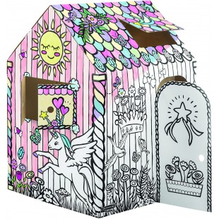 Bankers Box Cabane en Carton Licorne, a  colorier, a  Peindre, ideal pour Vos Enfants, Maison de Jeu en Carton Recyclable tres r