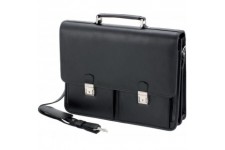  Attache Caisse "Veneto" Avec Compartiment pour Ordinateur Portable Cuir Noir Serrures Bandouliere Amovible Dimensions Externes: