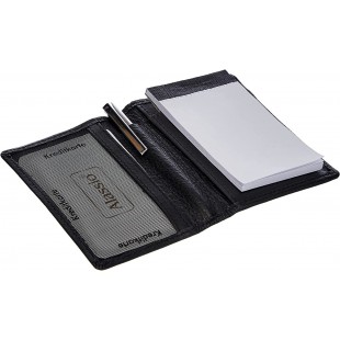 Monza 43065 etui pour Bloc-Notes en Cuir veritable Noir 7,5 cm x 10 cm Poche Filet pour Cartes de Visite, Bloc-Notes, Stylo a  B