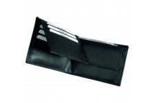 Portefeuille Format Paysage en Cuir Nappa Fin, env. 12 x 9 x 2 cm, Porte-Monnaie 12 cm, Noir