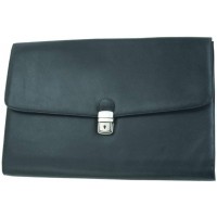 Dokumententasche Udine, Aktenmappe aus echtem Leder, verschlieBbare Dokumentenmappe, fur A4 Format Mallette, 39 cm, Noir (Schwar