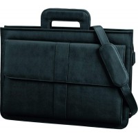 Ref 41024 Sacoche porte-documents zippee Plusieurs compartiments Bandouliere Imitation cuir Noir (Import Royaume Uni)