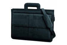 Ref 41024 Sacoche porte-documents zippee Plusieurs compartiments Bandouliere Imitation cuir Noir (Import Royaume Uni)