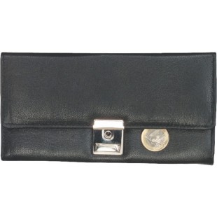 Alassio 42080 Porte-Monnaie en Cuir Nappa avec chaine en metal et Mousqueton Noir 18,5 x 9,5 x 3 cm