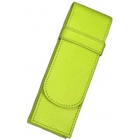 2672 etui en cuir veritable pour 2 stylos Vert clair 14 x 4,5 x 2 cm