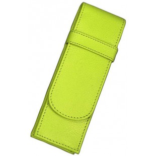 2672 etui en cuir veritable pour 2 stylos Vert clair 14 x 4,5 x 2 cm