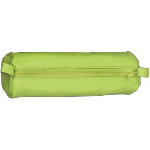 43142 Trousse Ronde en Cuir veritable avec Fermeture eclair Vert Clair 21 x 6 cm