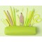 43142 Trousse Ronde en Cuir veritable avec Fermeture eclair Vert Clair 21 x 6 cm