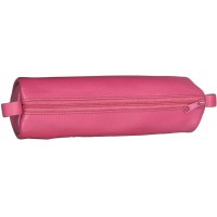 Trousse Ronde en cuir veritable Diam 60mm x 210 mm Rose