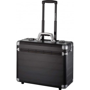 Pilotenkoffer Discovery, Trolley aus Aluminium, Rollkoffer Schwarz, Businesstrolley, Aktenkoffer Mallette Pilote, 48 cm, 34 lite