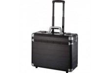 Pilotenkoffer Discovery, Trolley aus Aluminium, Rollkoffer Schwarz, Businesstrolley, Aktenkoffer Mallette Pilote, 48 cm, 34 lite