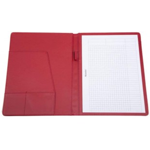 BALACCO 30183 Conferencier A4 en polyester avec bloc-notes et compartiment pour cartes de visite et passant pour stylo Rouge 31,