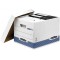 Lot de 10 : Felles 153108 Bankers Box System Caisses standard pour Archives montage automatique Blanc/Bleu