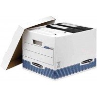 Lot de 12 : Felles 153108 Bankers Box System Caisses standard pour Archives montage automatique Blanc/Bleu