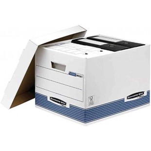 Lot de 10 : Felles 153108 Bankers Box System Caisses standard pour Archives montage automatique Blanc/Bleu