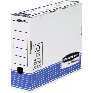 Lot de 10 : Fellowes 0026401 Boite d'Archives Banker Box System A4 Montage Automatique - Dos de 8cm Bleu/Blanc